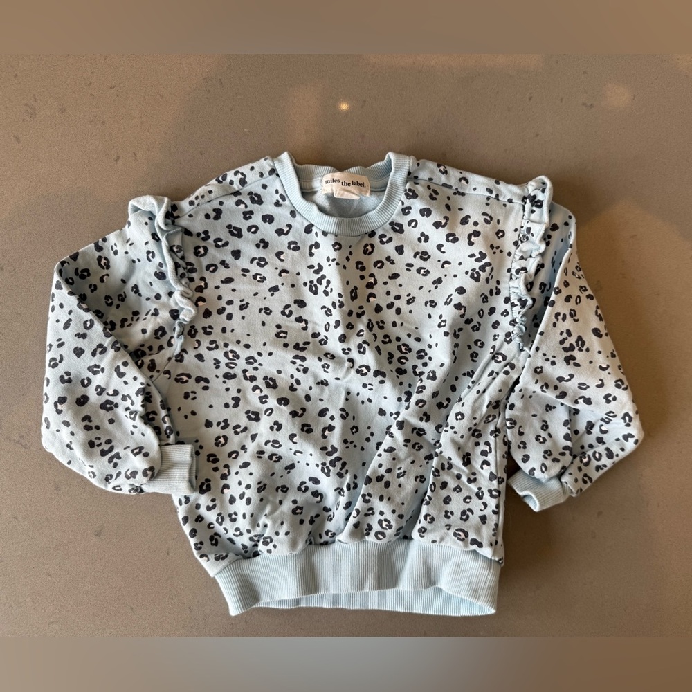 Leopard Print girls Sweatshirt with ruffle sleeve detail